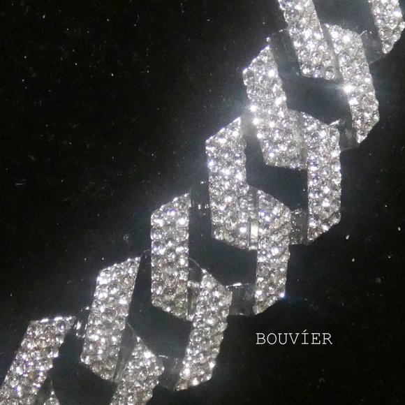 Solid White Gold Diamond London Cuban Link Chain - Picture 2 of 3